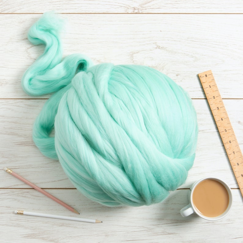 Teal Giant Yarn. Arm Knitting Merino Wool. Roving for Etsy UK