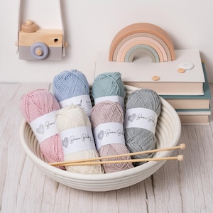 Beau Baby DK Yarn Bundle - 5 Balls.  Double Knit Yarn by Wool Couture.  Baby Knitting Crochet Yarn.