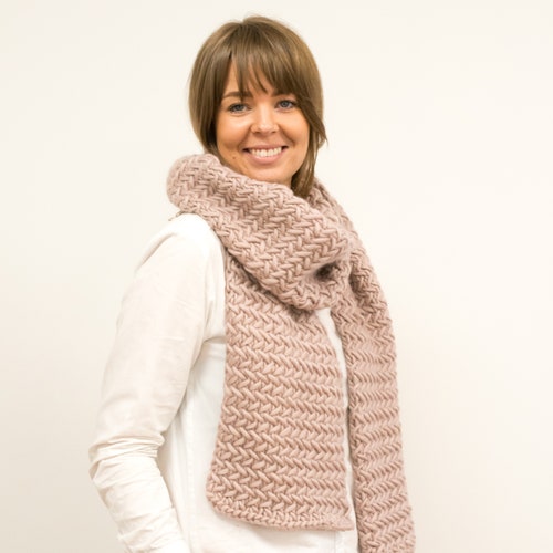 Herringbone Scarf Knitting Kit. Jojo Chunky Scarf Knit Kit. Etsy UK