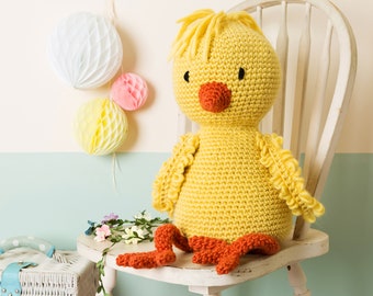 Easter Chick Crochet Kit. Hugo the Chick Giant Amigurumi Crochet Kit.  Crochet pattern by Wool Couture