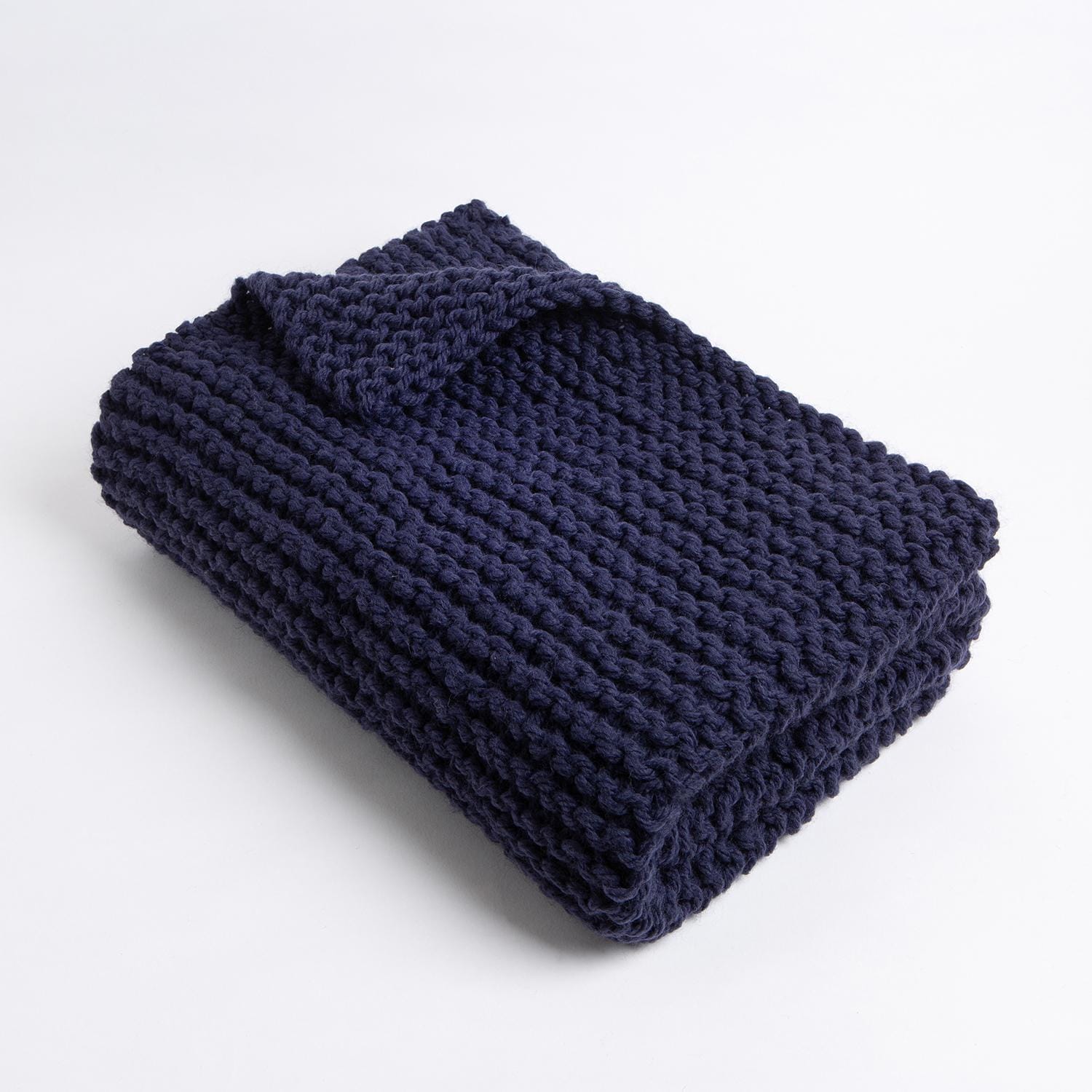 【新品・未使用】ON SLIVA KNIT BLANKET ネイビー Garter Stitch Blanket Knitting Kit | Beginner Blanket Knit Project