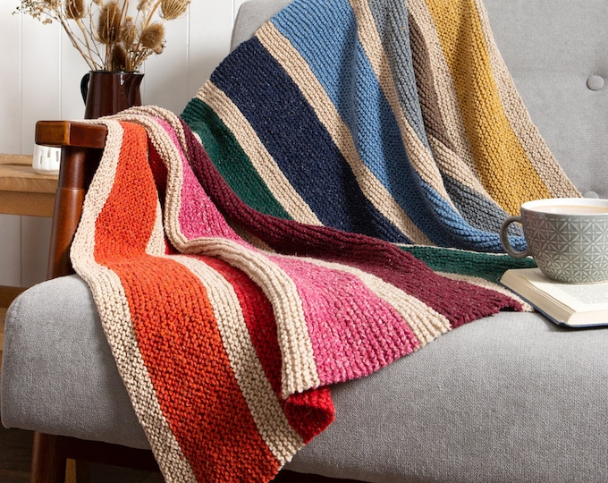 Blanket Knitting Kit. Beginners Knit Kit.  Learn to Knit.  Easy Knit Kit. Pride Blanket Kit. Rainbow Blanket Knitting Kit by Wool Couture.