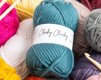 Super Chunky Yarn.  Super Bulky Wool 100g ball.  100% Pure Merino Wool.
