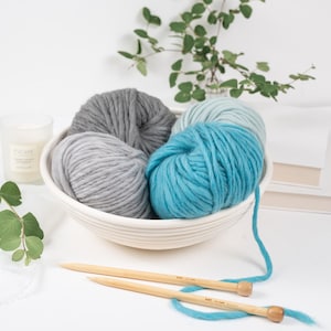The Chunky Yarn with a Twist 100g Ball.  Super Bulky Wool 100g ball.  100% Pure Merino Wool.