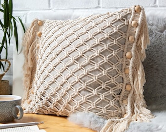 Funda de cojín de macramé Crea tu propio cojín (nivel