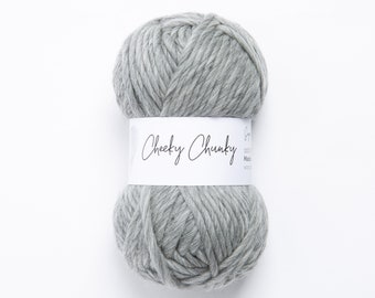 Grey Super Chunky Yarn.  Cheeky Chunky Yarn by Wool Couture. 100g Ball Chunky Yarn in Natural Grey.  Pure Merino Wool.