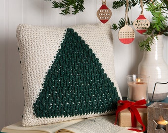 Christmas Tree Cushion Crochet Kit | Intermediate Crochet Kit | Festive Cushion Pattern By Wool Couture