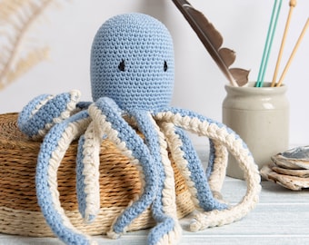 Aria The Octopus | Intermediate Crochet Kit | Sealife Nursery DIY Make | Octopus Cotton Pattern By Wool Couture