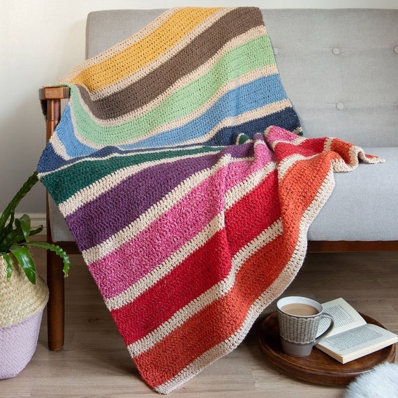Blanket Crochet Kit. Beginners Crochet Kit. Learn to Crochet. Easy Kit.  Pride Blanket Kit. Rainbow Blanket Crochet Kit by Wool Couture. 