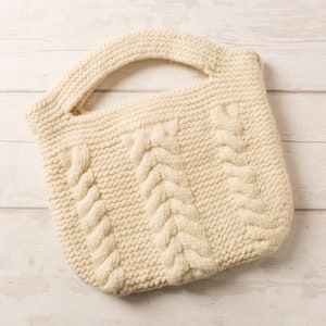 Cable Bag knitting kit. Knitted purse. Handbag craft kit. Easy knitting pattern by Wool Couture image 2