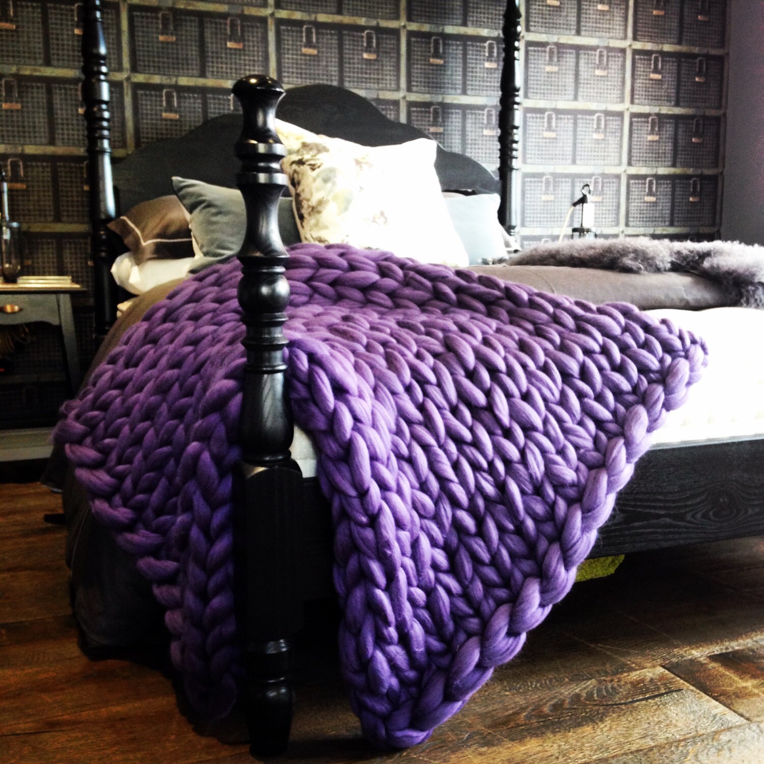 Chunky Knitted Blanket. Knitted Chunky Throw. Small/medium Etsy