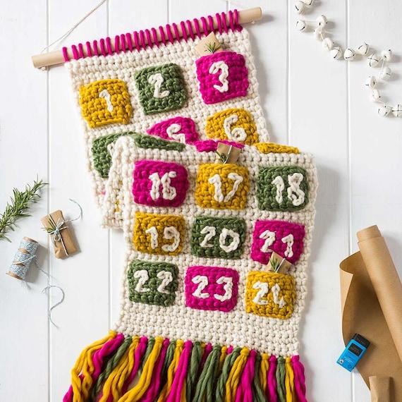 Advent Calendar Crochet Kit. Advent Calendar for Life Giant Crochet Kit.  Christmas Advent Calendar. Easy Crochet Pattern by Wool Couture 