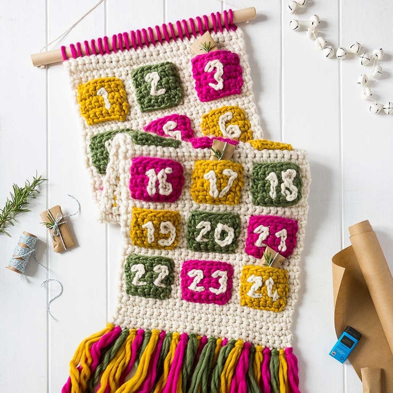 Advent Calendar Crochet Kit. Advent Calendar For Life Giant Crochet Kit. Christmas Advent Calendar. Easy crochet pattern by Wool Couture image 1