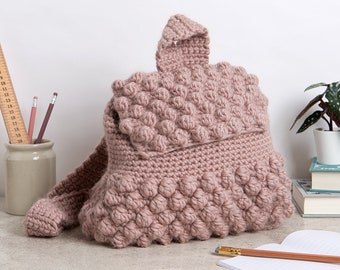 Rucksack Bag Crochet Kit | Bobble Backpack Merino Bag | Easy Crochet Bag Pattern By Wool Couture