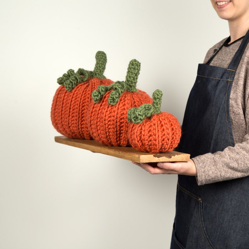 Pumpkin Crochet Kit. Amigurumi Giant Chunky Crochet Kit. Giant Pumpkin for Halloween. Easy crochet pattern by Wool Couture image 4