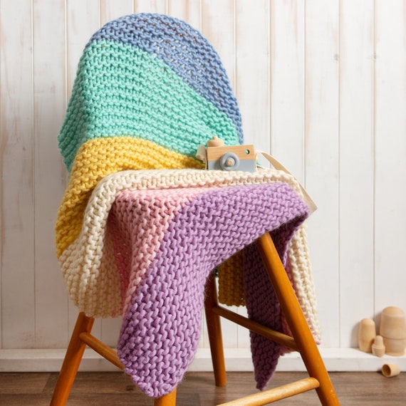 Blanket Knitting Kit. Beginner Knit Kit. Cottagecore Wool Throw. Pastel  Dreams Blanket Pattern by Wool Couture 