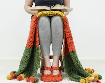 Autumn Fall Blanket Crochet Kit. Giant Chunky Crochet Throw Kit. Merino Wool. Easy Pattern By Wool Couture.