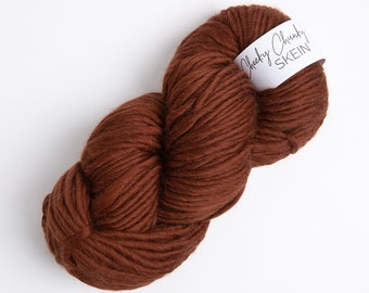 Hazelnut Super Chunky Yarn. Cheeky Chunky Yarn by Wool Couture. 200g Skein Chunky Yarn in Hazelnut Brown. Pure Merino Wool.