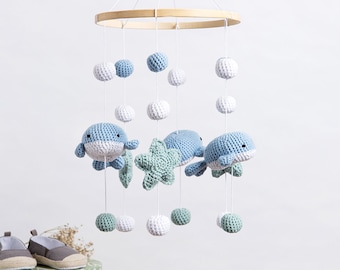 Whale & Starfish Baby Mobile Crochet Kit  | Easy Nursery Mobile | Ocean Sea Newborn | Wool Couture