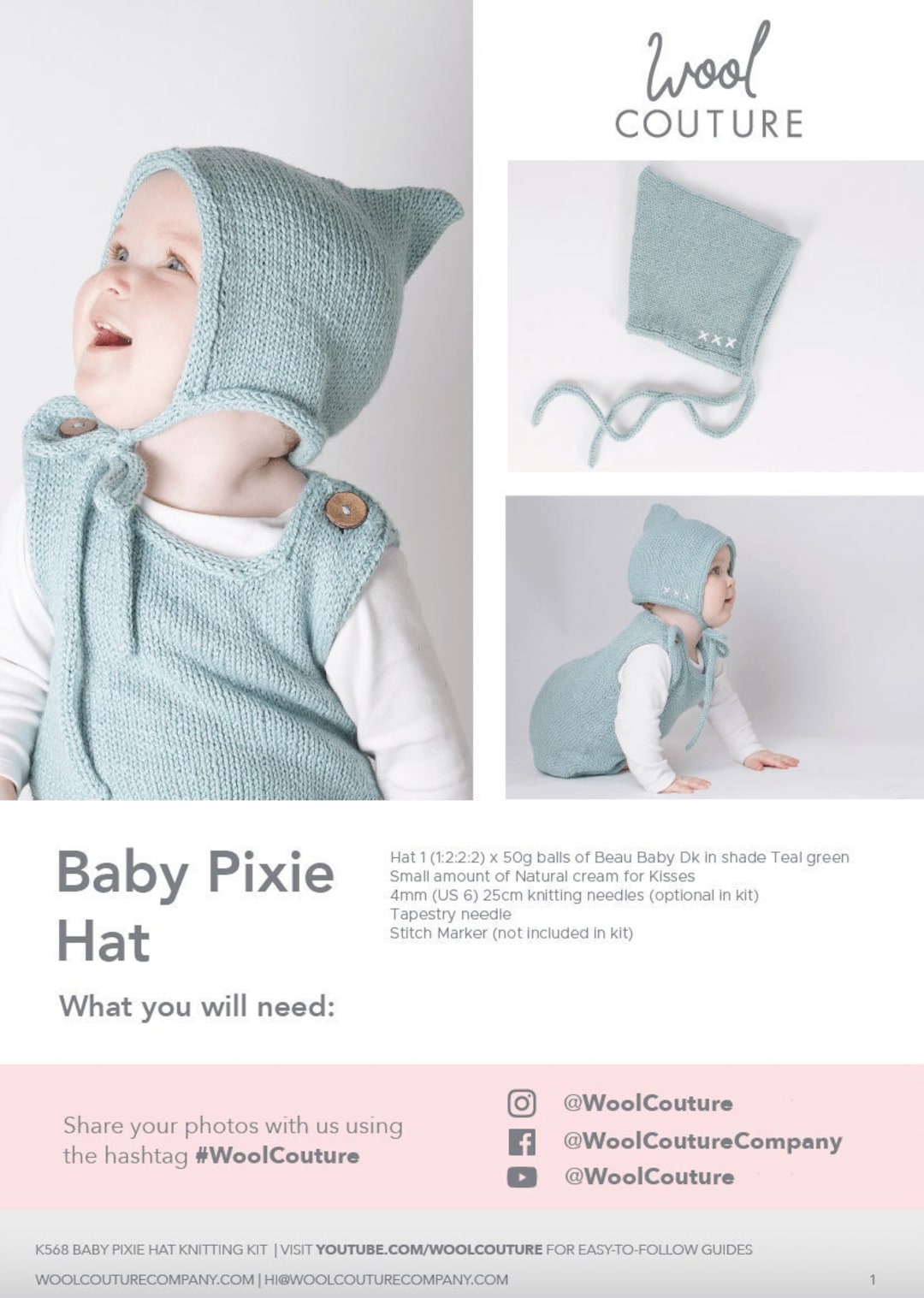 Baby Pixie Hat Knitting Pattern PDF Easy to Download Baby Knitting  Pattern Easy Level Pattern by Wool Couture