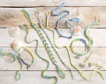 Vriendschapsarmbandenset voor kinderen en tieners. Sunny Days gekleurde vriendschapsarmbandpakket van Wool Couture