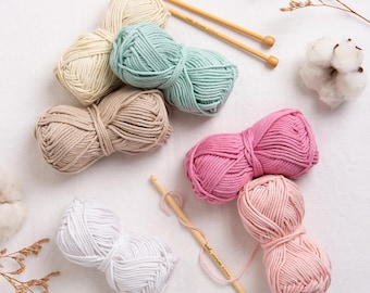 Big Cotton Yarn. 25g Ball. Cotton Worsted Weight Yarn. Aran Weight Cotton Yarn.  Cotton Knitting and Crochet Yarn