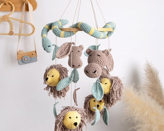 Lion & Snake Nursery Cot Mobile Crochet Kit | Safari Nursery Baby Gift | Wool Couture