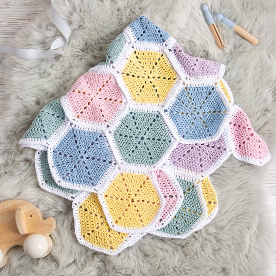 Baby Blanket Crochet Kit. Honeycomb Cotton Throw Kit. Easy Crochet Kit.  Newborn Gift Pattern by Wool Couture -  Denmark