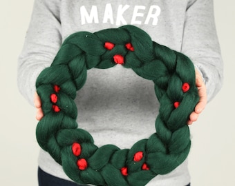 DIY Christmas Wreath. Easy Beginner Plaited Wreath Craft Kit. Make A Christmas Wreath.  Craft Kit by Wool Couture.