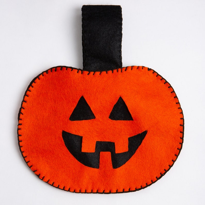 Pumpkin Trick Or Treat Bag Felt Craft Kit Easy Halloween Craft Kit Wool Couture image 3