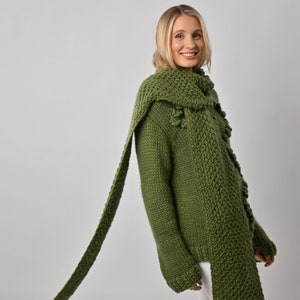 Boyfriend Seed Stitch Scarf Knitting Kit. Boyfriend Chunky Scarf Knit Kit. Beginners knitting pattern by Wool Couture. image 3