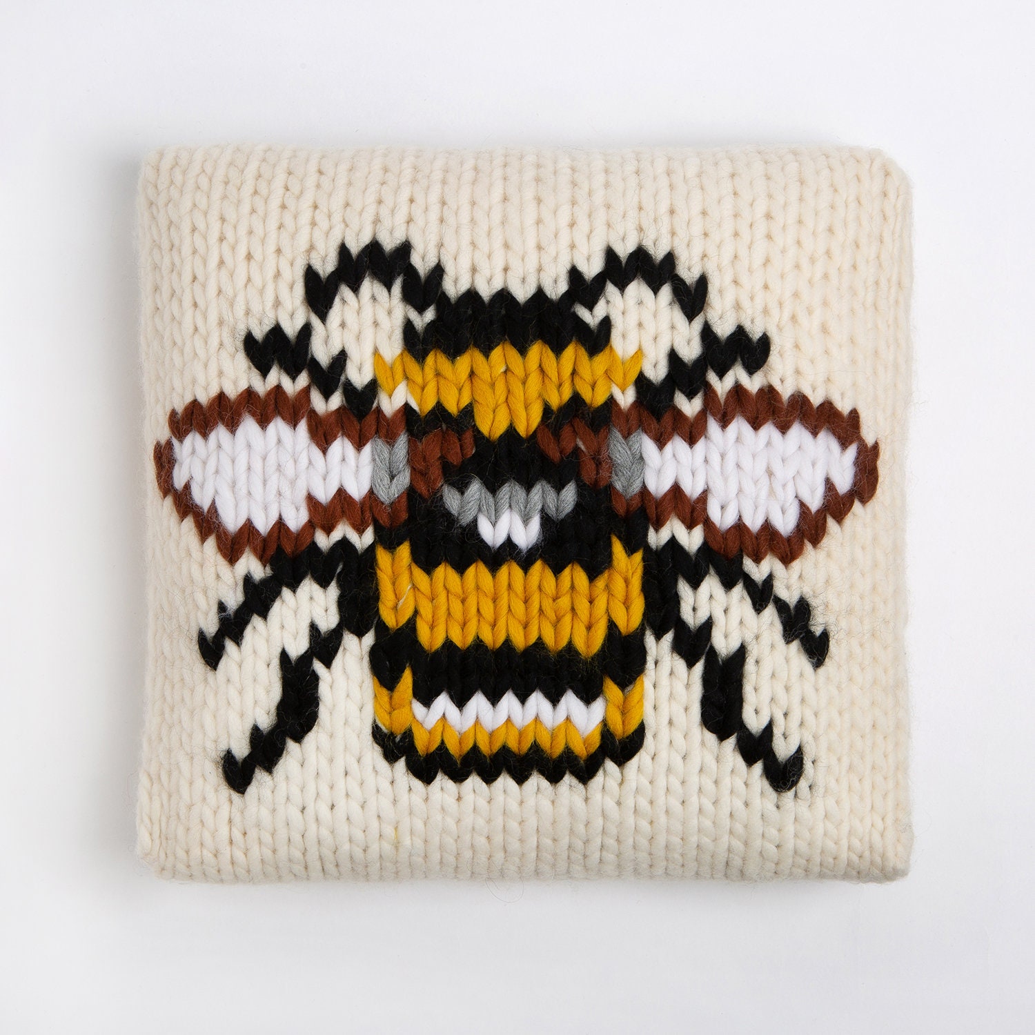 Bee Cushion Cover Easy Knitting Kit | Bumble Bee Homeware Gift | DIY ...