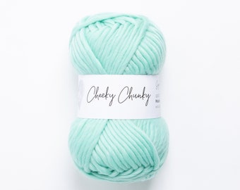 Aqua Super Chunky Yarn.  Cheeky Chunky Yarn by Wool Couture. 100g Ball Chunky Yarn in Aqua Green Spearmint.  Pure Merino Wool.