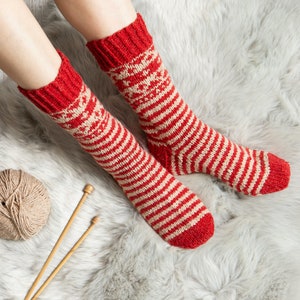 Striped Fair Isle Socks Knitting Kit. Socks Knitting Kit. Intermediate Knitting Kit. Pattern by Wool Couture