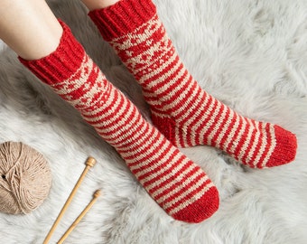 Striped Fair Isle Socks Knitting Kit. Socks Knitting Kit. Intermediate Knitting Kit. Pattern by Wool Couture