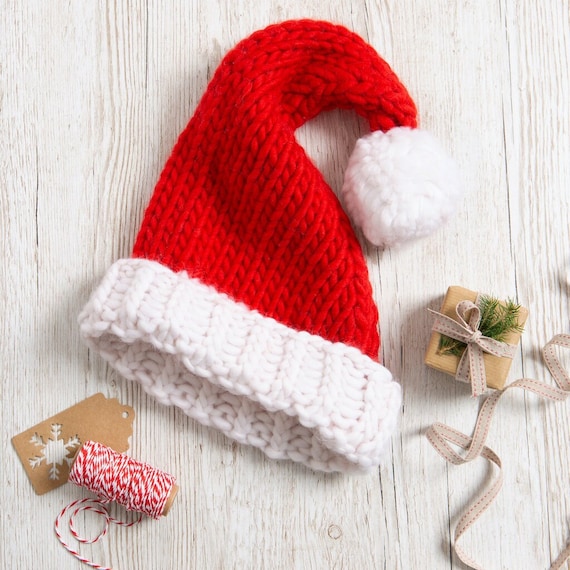 Adult Santa Hat Knitting Kit. Christmas 