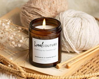 Crafting By Candlelight Candle | Mandarin and Sandalwood | Hand-Poured In The UK | Paraben-Free Fragrance | Soy Blend