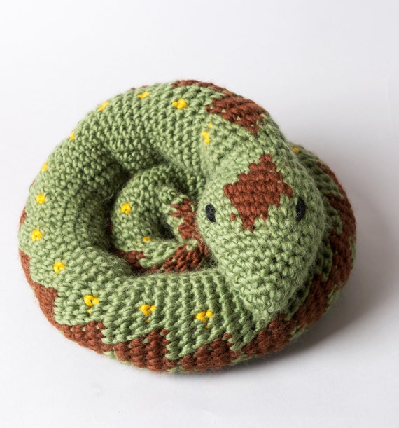 Giant Snake Crochet Kit. Sylvia Snake Amigurumi Super Chunky Crochet Kit.  Intermediate Crochet Pattern by Wool Couture 
