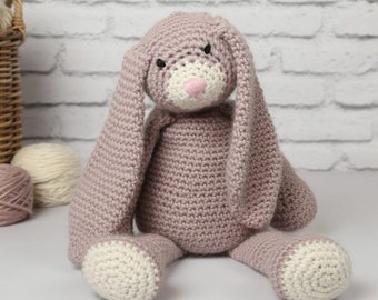 Mable Bunny Crochet Kit. Giant oversized amigurumi bunny. Crochet pattern. Animal crochet kit. Easy crochet pattern by Wool Couture