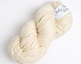 Cream Super Chunky Yarn. Cheeky Chunky Yarn by Wool Couture. 200g Skein Chunky Yarn in Natural Cream. Pure Merino Wool.