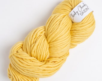 Lemon Super Chunky Yarn. Cheeky Chunky Yarn by Wool Couture. 200g Skein Chunky Yarn in Lemon Yellow. Pure Merino Wool.