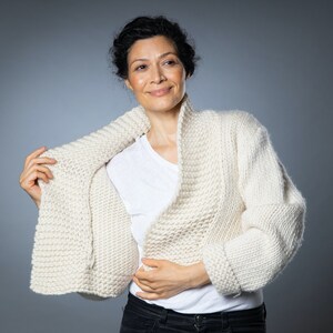 Easy Cardigan Knitting Kit. Chunky Wool Knit Beginner. Ella Cardi Knitting Pattern By Wool Couture. image 3