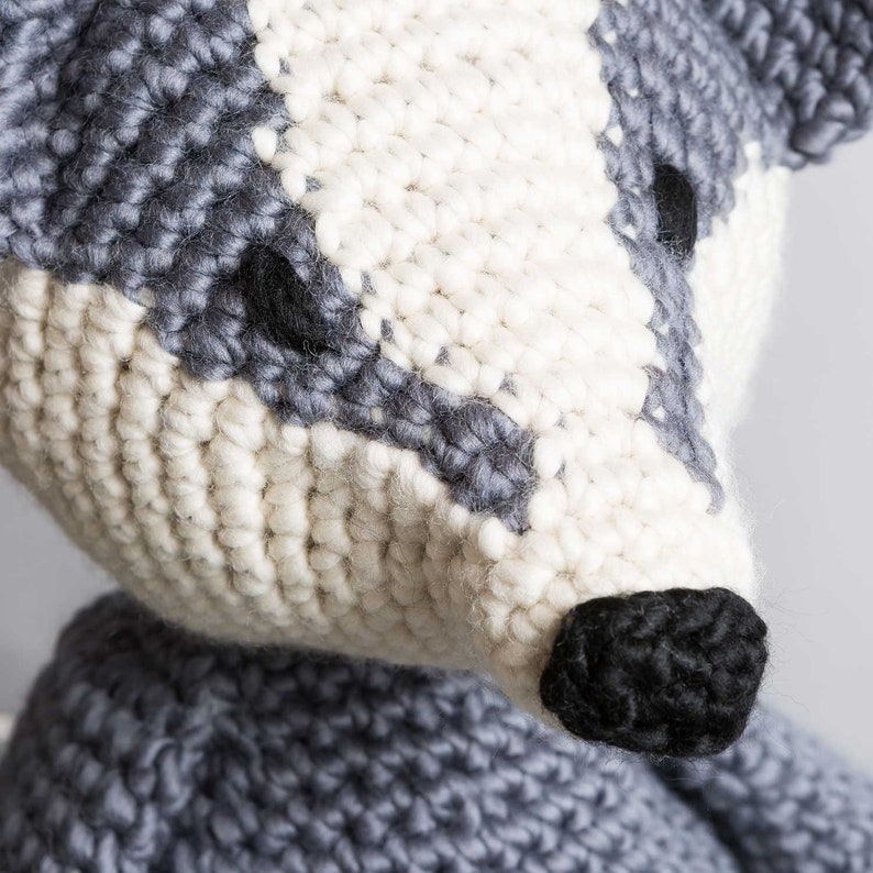 Badger Crochet Kit. Amigurumi Giant Chunky crochet Kit. Merino Yarn. Intermediate crochet pattern by Wool Couture image 2