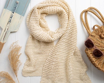 Fishnet Scarf Crochet Kit | Easy Cotton Crochet | Wool Couture