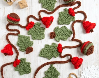 Christmas Garland Knitting Kit. Xmas Garland Knitting Kit. Intermediate Knitting Kit. Christmas Decorations DIY Kit