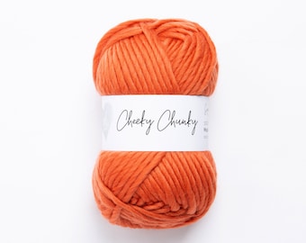 Cinnamon Super Chunky Yarn.  Cheeky Chunky Yarn by Wool Couture. 100g Ball Chunky Yarn in Cinnamon Pumpkin Orange.  Pure Merino Wool.