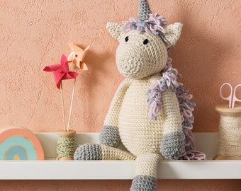 Unicorn Knitting Kit. Lucy the Unicorn Knitting Pattern By Wool Couture. Intermediate Knitting Kit