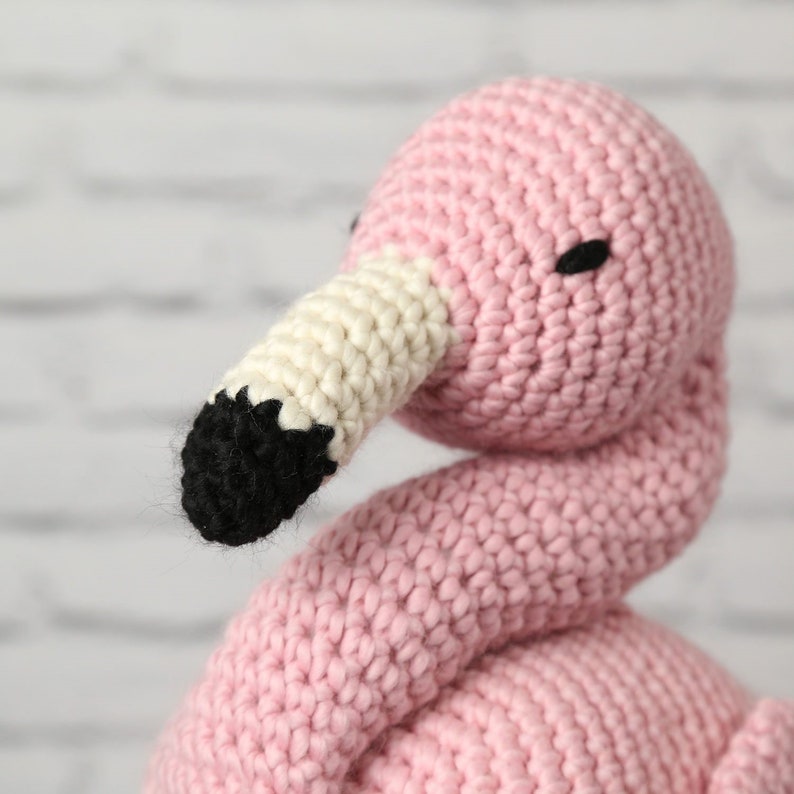 April the Giant Flamingo crochet Kit. Oversized amigurumi flamingo. Crochet pattern. Animal crochet kit. Easy crochet kit. Baby shower gift. image 3
