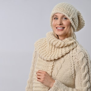 Easy Scarf + Hat Knitting Kit | Easy Scarf Hat Set Knit DIY | Sunday Winter Bundle Pattern By Wool Couture.