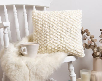 Moss Stitch Cushion Cover Knitting Kit | Beginner Cushion Knit Project | Learn To Knit Homeware Pattern By Wool Couture